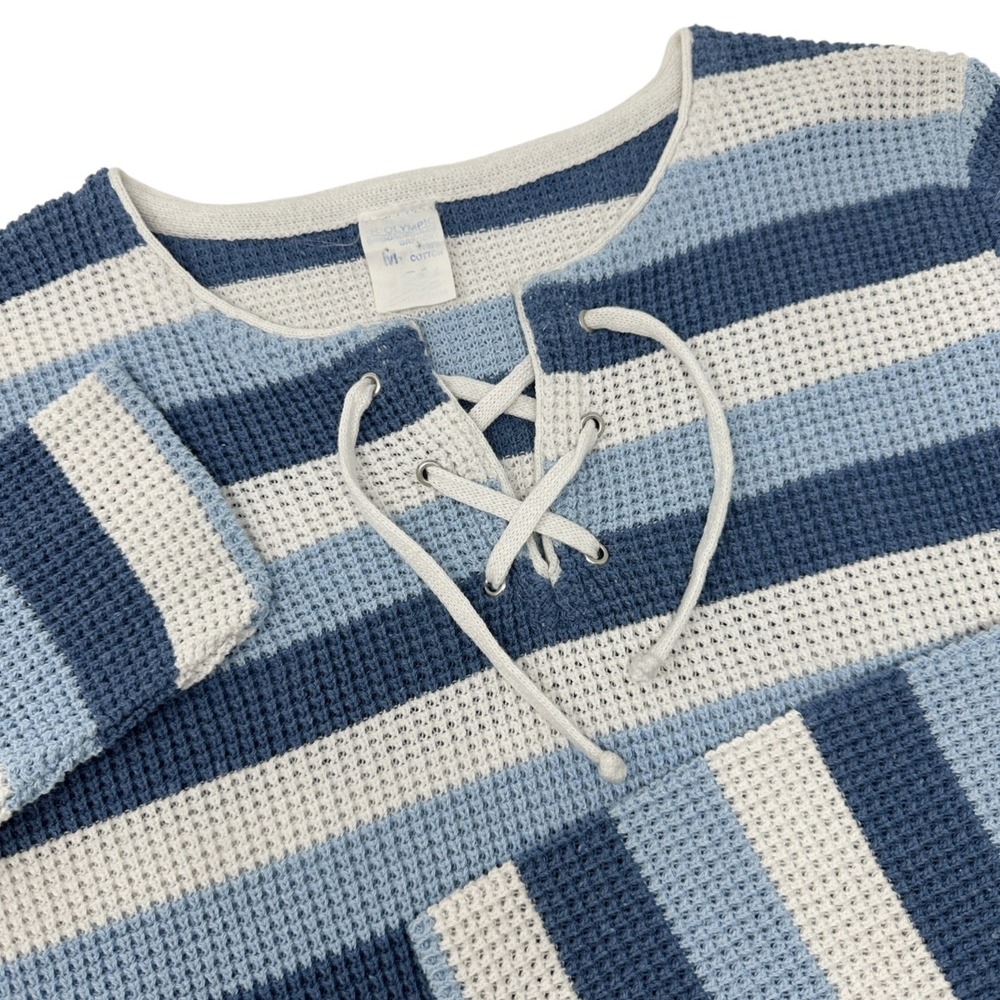 OLYMPIC GRIGOROPOULOS Gregory‎ Vintage Cotton Blue White Waffle Knit Size Medium
